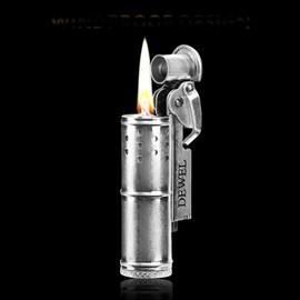 DEWEL Trench Lighter, Reusable Windproof, Pressure-Relief and Permanent Match, Wheel Kerosene and Pipe Lighter Fluid Refillable, Vintage Fine Copper, Unique Birthday Gifts for Men Dad Husband