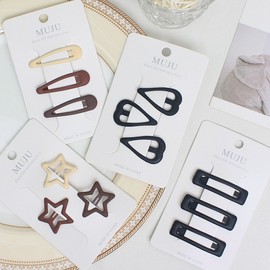 Embossed Snap Hairpin Set 3P Matte Epoxy 4 Types Star Heart Square Teardrop Hairpin SW24013 Teardrop 6ea