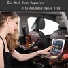 ASENDIWAY Premium PU Leather Backseat Seat Organizer with Foldable Table,