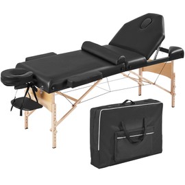 Yaheetech Massage Tables Portable Lash Bed Foldable Massage Wide Tattoo Table with Bolster & Carrying Bag Beauty Facial Black