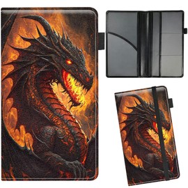 RWUTYTIUL Car Insurance and Registration Card Holder for Women Men, Car Accessories Documents Organizer PU Leather Paperwork Wallet Case for Driver's License Key Information Cards, Flame Dragon