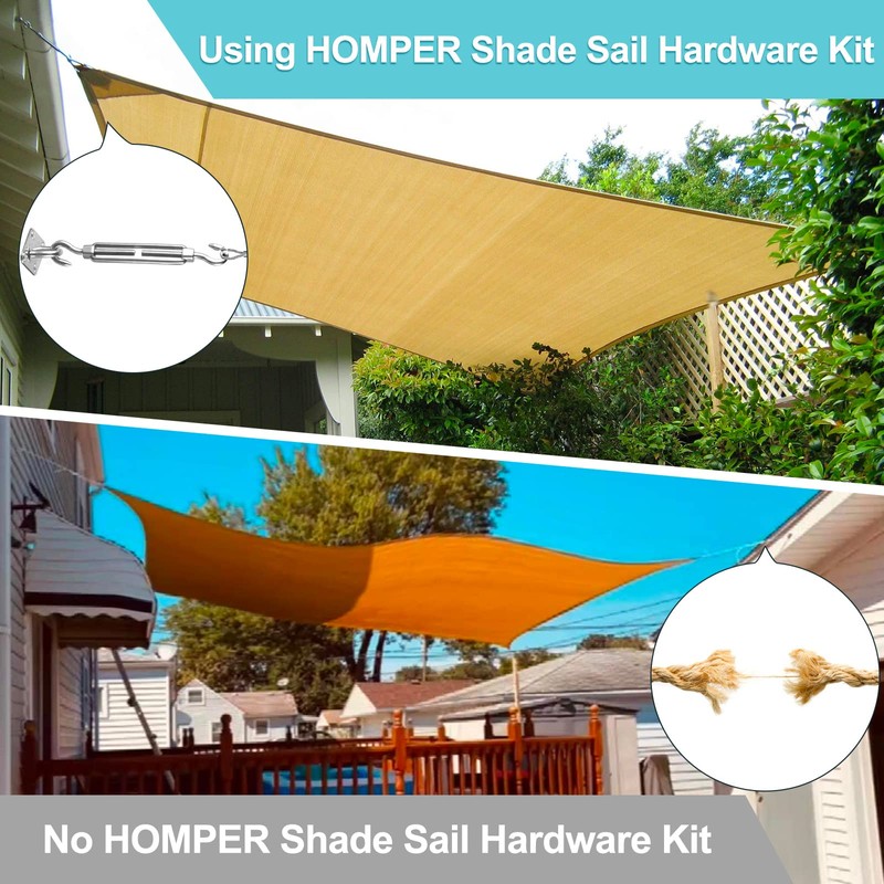 HOMPER Awning Attachment Set, Heavy Duty Sun Shade Sail Stainless