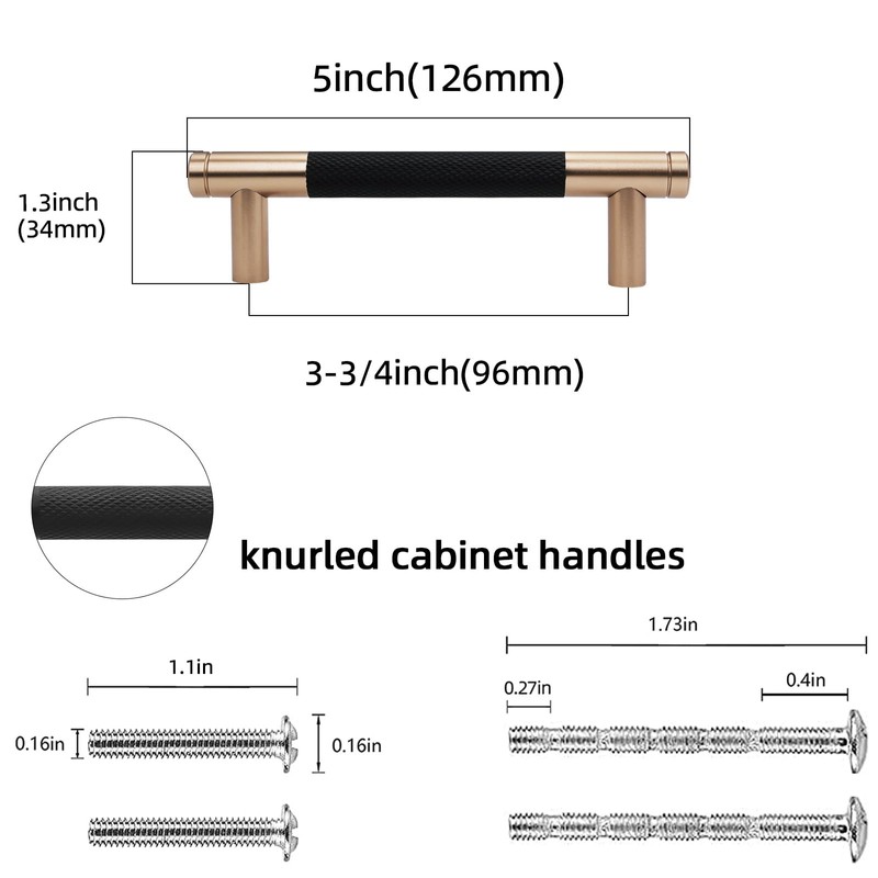POVEFONK 10 Pack 3-3/4 inch(96mm) Black and Champagne Copper Kitchen