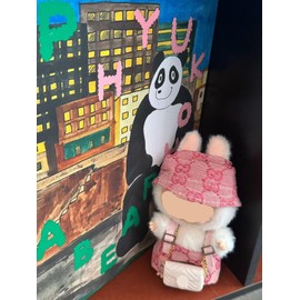 2 Sets of 17 cm Doll Clothes, 17 cm Doll Clothes for la bu Outfit , Including cl othes + hat + Bag - Sweet Pink and Brown Doll cl othes Set，Doll not Included (Pink)