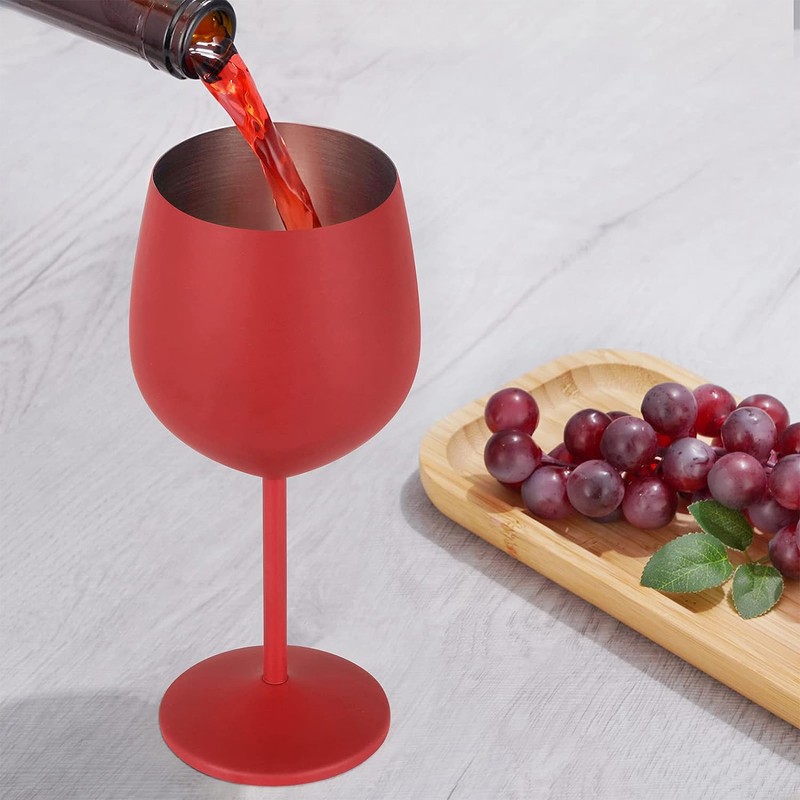1 PCS 18oz Stainless Steel Matte Wine Glasses Red