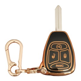 WKEDQAF TPU for Jeep Key Fob Cover Compatible with Dodge Ram 1500 2500 3500 Jeep Wrangler/Patriot/Compass Chrysler Aspen Durango (Black-J-b)