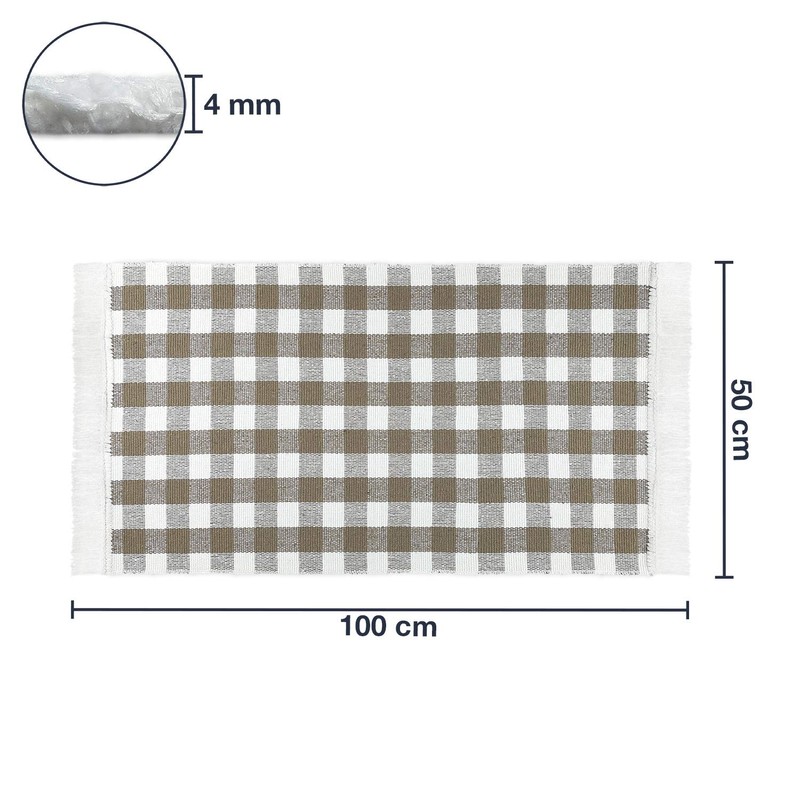Kitchen Runner Beige Checked 50 x 100 cm 100% Cotton