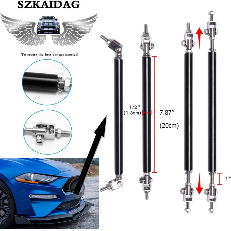SZKAIDAG Universal 8"-11" Splitter Strut Rods, Adjustable Black Front Lip