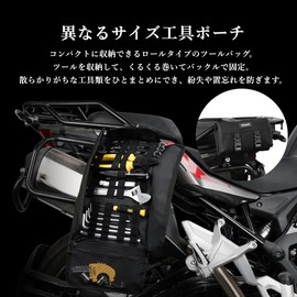 Rhinowalk Tool Bag, Tool Roll Bag, for Motorcycles, Waterproof, Wrench Storage, Storage Bag, Tool Holder, Convenient to Carry, Multifunctional, Durable, Tool Storage, black, Casual