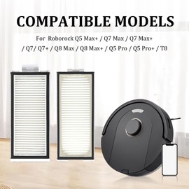 DianSung HEPA Filter Accessories for Roborock Q8 Max/ Q8 Max+/ Q7 Max/ Q7 Max+/ Q7/ Q7+/ Q5 Max+/ Q5 Pro/ Q5 Pro+/ T8 Robot Vacuum Cleaner Replacement Part, Washable and Reusable, 6 Pieces