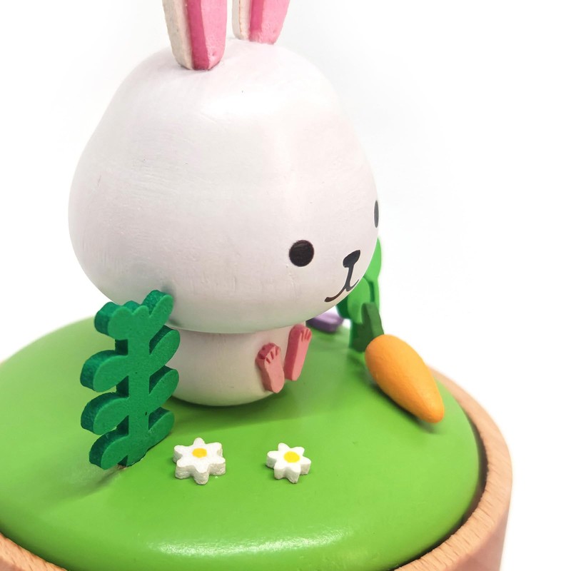 LILYXIN Christmas Decor Rabbit Music Box, Bunny Wooden Mechanical Musical