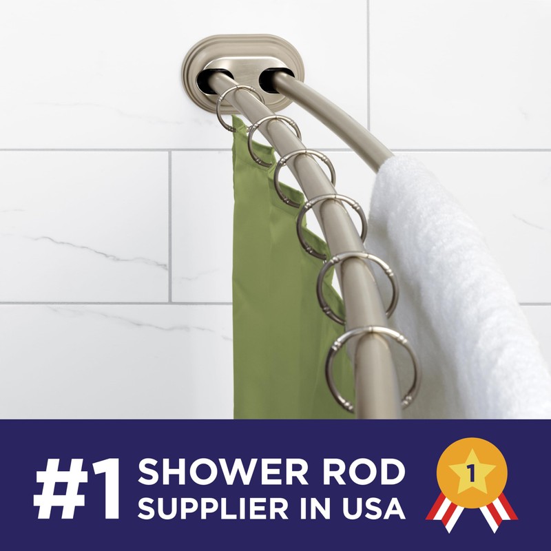 Zenna Home Rustproof Double Curved Shower Curtain Rod, No Drill