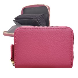 DIVA Rose Women's Bifold Wallet, Genuine Leather, Large Capacity, No Bills Folding, Card Case, Box Type, Coin Purse, brick pink