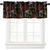 Mushroom Kitchen Curtain Valance, Embroidery Mushrooms Dark Autumn Forest Gothic