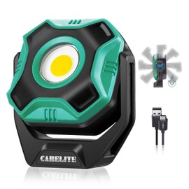 Rechargeable Work Light with 360° Rotating Magnetic Base, Tough Built 700 Lumens Magnet Light Compact Waterproof Portable Mini Floodlight for Mechanics Garage and Outdoor Use(Green)