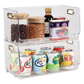 DynkoNA 2-Pack Stackable Makeup Organizer Bins, Clear Stacking Pantry Bins