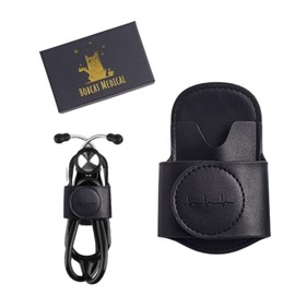 Magnetic Stethoscope Holder Hip Clip for 3M Littmann Stethoscope, MDF, & More - PU Leather Stethoscope Holster Great for RN, MD, EMT, & Medical Student | Nurse Accessories for Work. (Black)