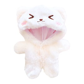 niannyyhouse 20cm Plushie Doll Clothes Cat Onesies 8in Doll Accessories Dress Up (Beige)