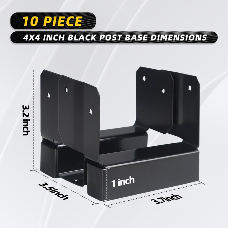 DEWHONETE 10Pcs 4x4 Post Base for Concrete Pergola Fence Wooden