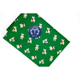 Pyrhan Teddy Bear with Bow Tie Polycotton Prints | 45 Inch Wide Dress Craft Fabric Material by The Metre | Floral Polycotton Print Used in Sewing Kit and Accessories-Quilting Fabric (Green)