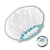 White Waterproof Large Shower Cap, 1Pcs Reusable Bonnets for All