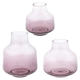 Karma, Set of 3 Bubble Glass Flower Vases for Modern Home Decor, Mini Vases for Modern Boho Decor, Living Room, Mantel and Entryway Decor, BlackBerry