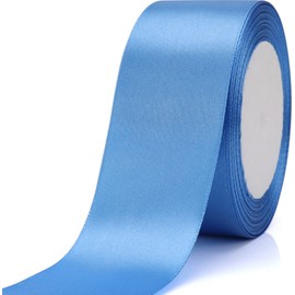 Baocuan 1-1/2 inch Lake Blue Solid Satin Ribbon 25 Yards 100% Polyester Fabric Soft and Durable for Wedding Invitations, Bridal Bouquets, Sewing, Party Decorations, Gift Wrapping and More