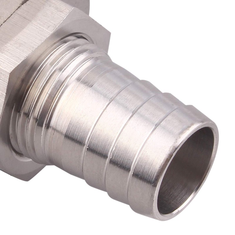 DERPIPE Stainless Steel 5/8" Hose Barb, Barbed Thru-Bulk Head, Hex