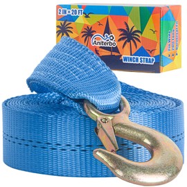 Boat Winch Strap with Hook 2" x 20' – 11,000 lbs Break Strength Heavy Duty Marine Winch Strap Replacement for Boat Trailer, Jet Ski, Pontoon & More, Quality Guaranteed (Blue)