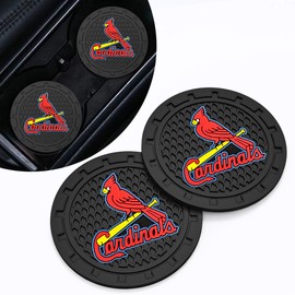 EMIJOY Car Cup Holder Coasters for Baseball Fans, 2.75'' Round Silicone Non-Slip Car Cup Mat, Black and White