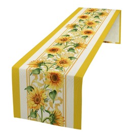 JanJCurt - Camino de mesa de girasol amarillo, primavera, verano, temporada, floral, rústico, clásico, con estampado de flores, para el hogar, cocina, comedor, fiesta, decoración de mesa, 13 x 70