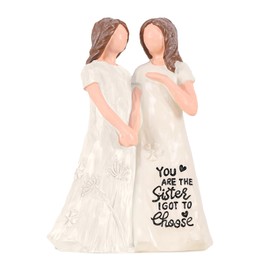 Sister Gifts from Sisters for Women, Gifts for Best Sisters, Best Sister Birthday Gifts, Hand Painted Sculpture Hand Holding Friendship Gifts，Sisters Figurines（Beige）