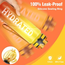 Sahara Sailor Water Bottle 32oz, Durable and Leakproof Water Bottles Motivational with Time Marker, Tritan, BPA Free, Wide Mouth with Easy Clean Brush for Gym, Travel, Home, School, Office (1 Bottle)