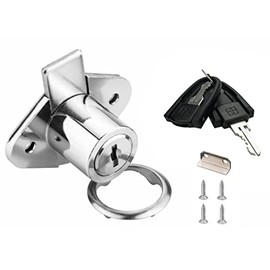 XIEHE 801 Office Furniture Desk Drawer Lock Cabinet Door Locker with Keys 7/8 in. Outside Diameter (1 Pack, Chrome, keyed different1)