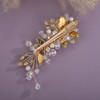 Teyglen Bridal Rhinestone Hair Clip Gold Pearl Crystal Hair Barrette