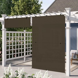 E&K Sunrise 7'W x 6'H Foldable Sun Shade Curtain Cordless Shade Blind UV Block for Patio Backyard Gazebo Deck Pergola Porch (Brown)