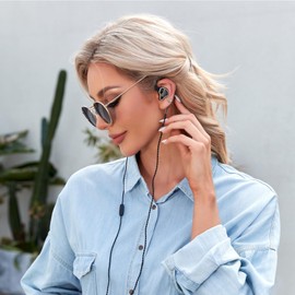 keephifi CCZ BC02 Dual Magnetic Driver in Ear Monitor Headphones, 10MM CNT Diaphragm Wired Earbuds, Gaming Earbuds, Charming Bass HiFi IEM Earphones with Multi-Layered Cover (Black, Without Mic)