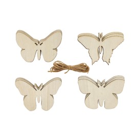 32 Pack Wood Butterfly Cutouts Unfinished Wooden Butterfly Hanging Ornaments DIY Butterfly Craft Gift Tags for Thanksgiving Christmas Home Party Decoration Craft Project