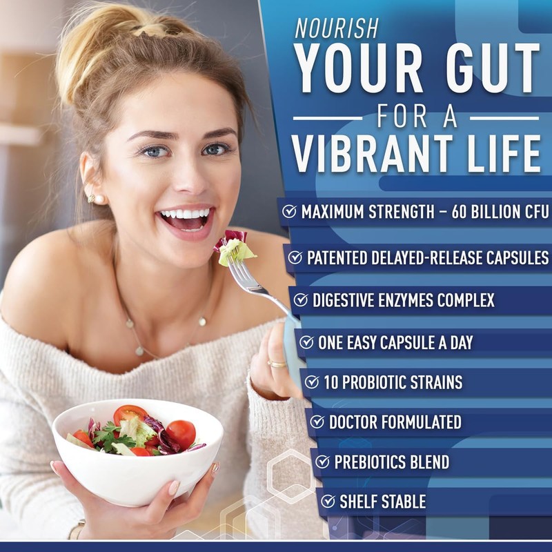 Purely Optimal Premium Probiotics 60 Billion CFU w/Organic Prebiotics &