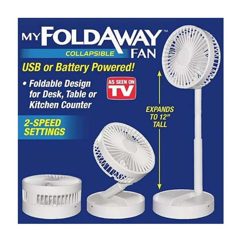 Emson My Foldaway Collapsible Fan USB Powered Portable Fan WHITE