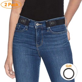 SUOSDEY No Buckle Invisible Stretch Belts for Men/Women Belt for Jeans pants No Hassle,No Bugle (05-2Pack Black, Suit Waist 34''-48'')