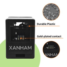 XANHAM RJ11 Coupler(5 Pack) Telephone Line Cable 6P4C Connector Adapter Straight Connection Female to Female for Phone Wire Extension, Black, AV01104