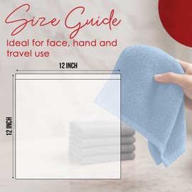 RIVERSIDE 12 Pack Washcloths - 12x12 Inches, 400 GSM, 100% Ring-Spun Cotton - Soft, Absorbent & Durable Face and Body Towels - for Bathroom, Spa, Gym, Makeup Removal & Everyday Use - Medium Blue