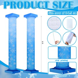 Geelin 2 Pcs 6 ft 3D Wonderland Snowflake Column Stand-up Cardboard Cutout Life Size Winter Wonderland Prom Party Decor Backdrop Photo Prop Stand up Cardboard Snowy Party Standup Cutout