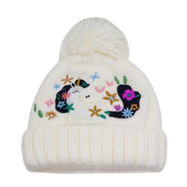Little Girls Winter Sequin Unicorn Beanie Hat with Pom Pom Knit Cap for Kids Baby Toddler