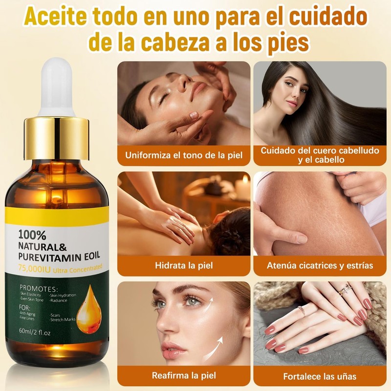 LUSCOR 2pcs Aceite De Vitamina E Para La Cara，Aceite Acondicionador