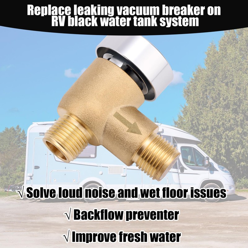 RV Vacuum Breaker Check Valve, Brass Camper Trailer Flusher Check