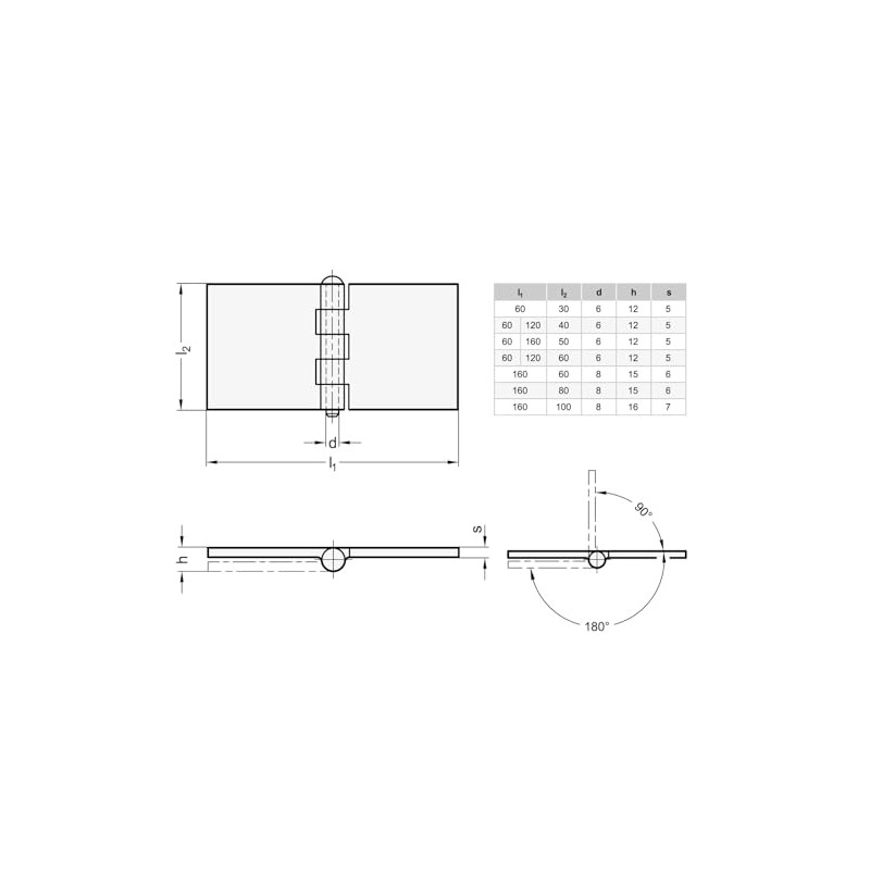 Ganter Normelemente | Weld-On Hinge - GN 1366-ST-160-50-A-BL | Steel