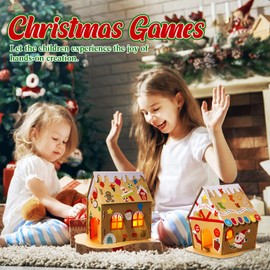 3 Sets Christmas Gingerbread House Kit Kids Christmas Craft Kit Cardboard Gingerbread House Decor Christmas Craft House Make a Gingerbread House Holiday Crafts for Christmas Party DIY Craft Supplies