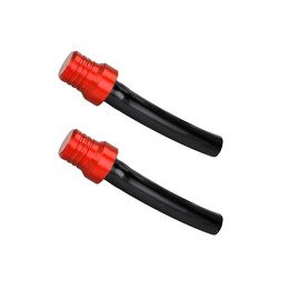 Ohleats 2 PCS Breather Hose Gas Fuel Tank Cap, CNC One Way Tank Valve Vent Tube with Aluminum Cap, Fuel Gas Cap Vent Tube Breather, ATV Off-Road Motorcycle Accessories (Red, Black Hose)